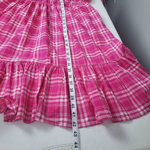 Torrid Womens Plaid Knee Length Dress 4X Pink Tiered Cottagecore 3/4 Sleeve NWT - Picture 10 of 11